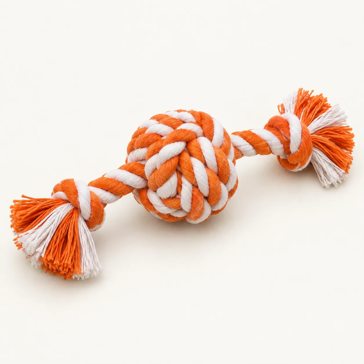Illustrative rendering of an orange and white tug knot